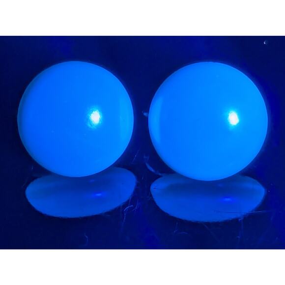 Earrings, Clip-on, Faux Pearl Dots, UV Reactive Glow - Picture 2 of 4